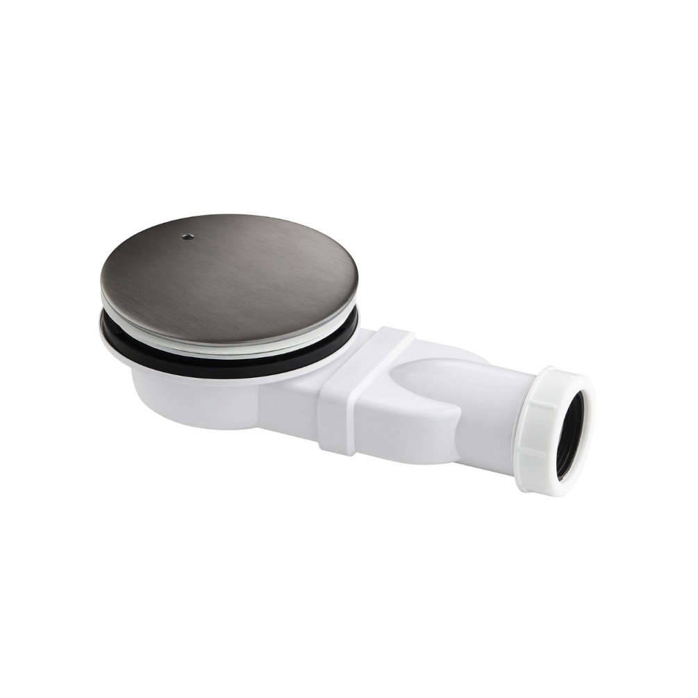 Product Cut out image of the JTP Vos Brushed Black Slim Shower Waste